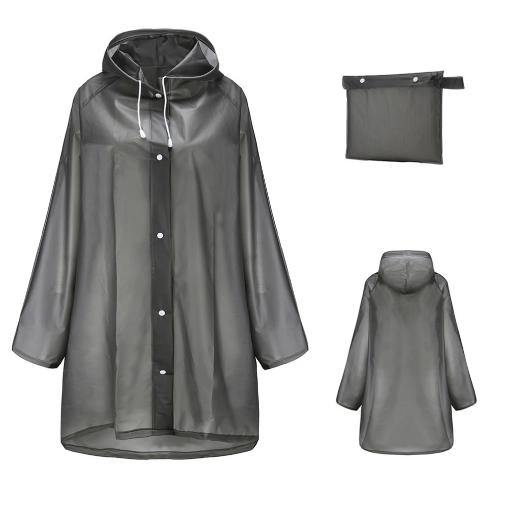 Reusable Raincoat Fashion Thicken EVA Rain Poncho Outdoor Waterproof Raincoat Outdoor Rainwear with Hood and Elastic Sleeves for Climbing Travel Adult (M Size, Translucent Black)