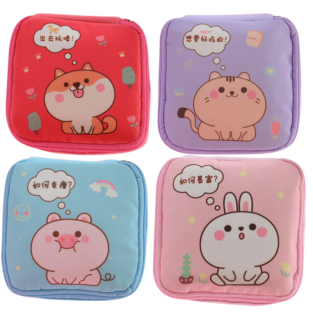 4Pcs Girl Period Bag Wear-resist Period Pouch Girl Coin Bag Sanitary Napkin Bag Zipper Period Bag