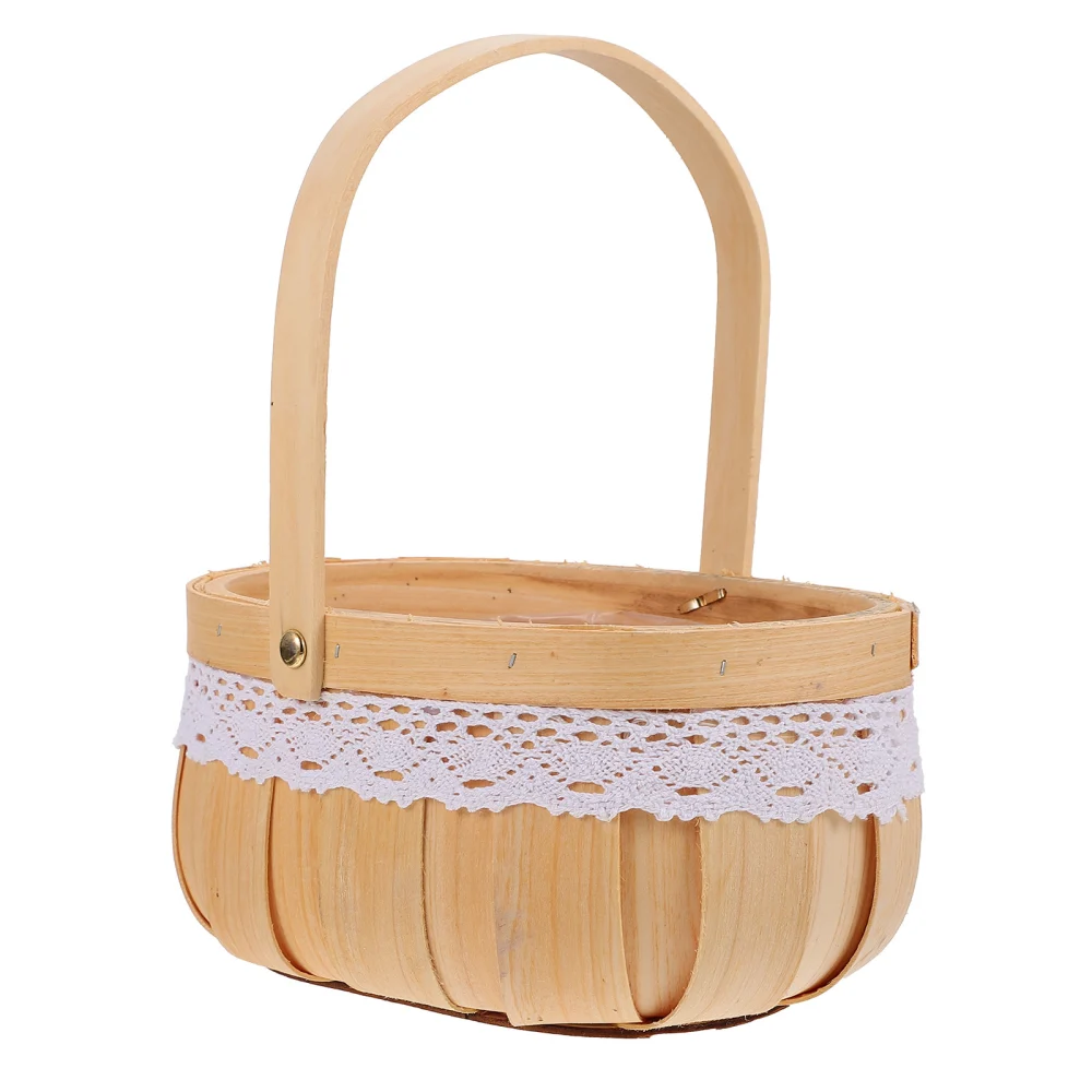 1 Pc Idyllic Japanese Style Portable Flower Basket Rattan Woven Basket (Khaki)