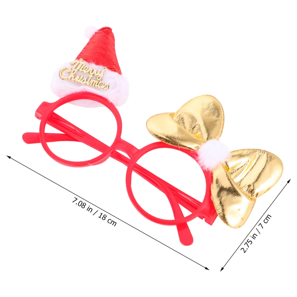 2Pcs Attractive Santa Eyeglass Frames Christmas-themed Glasses Kids Party Props