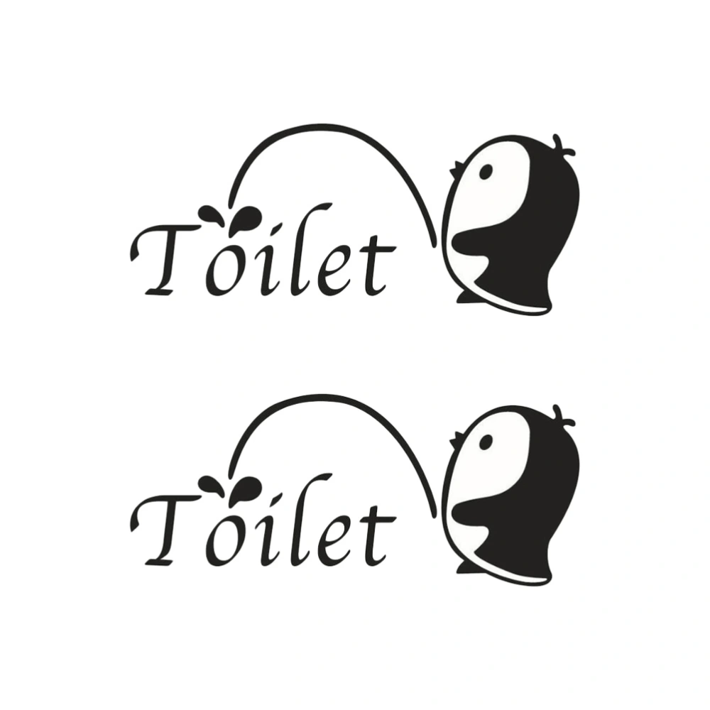 2PCS Small Penguin Toilet Stickers Bathroom Stickers Removable Waterproof Wall Decals for Bathroom Toilet Restroom