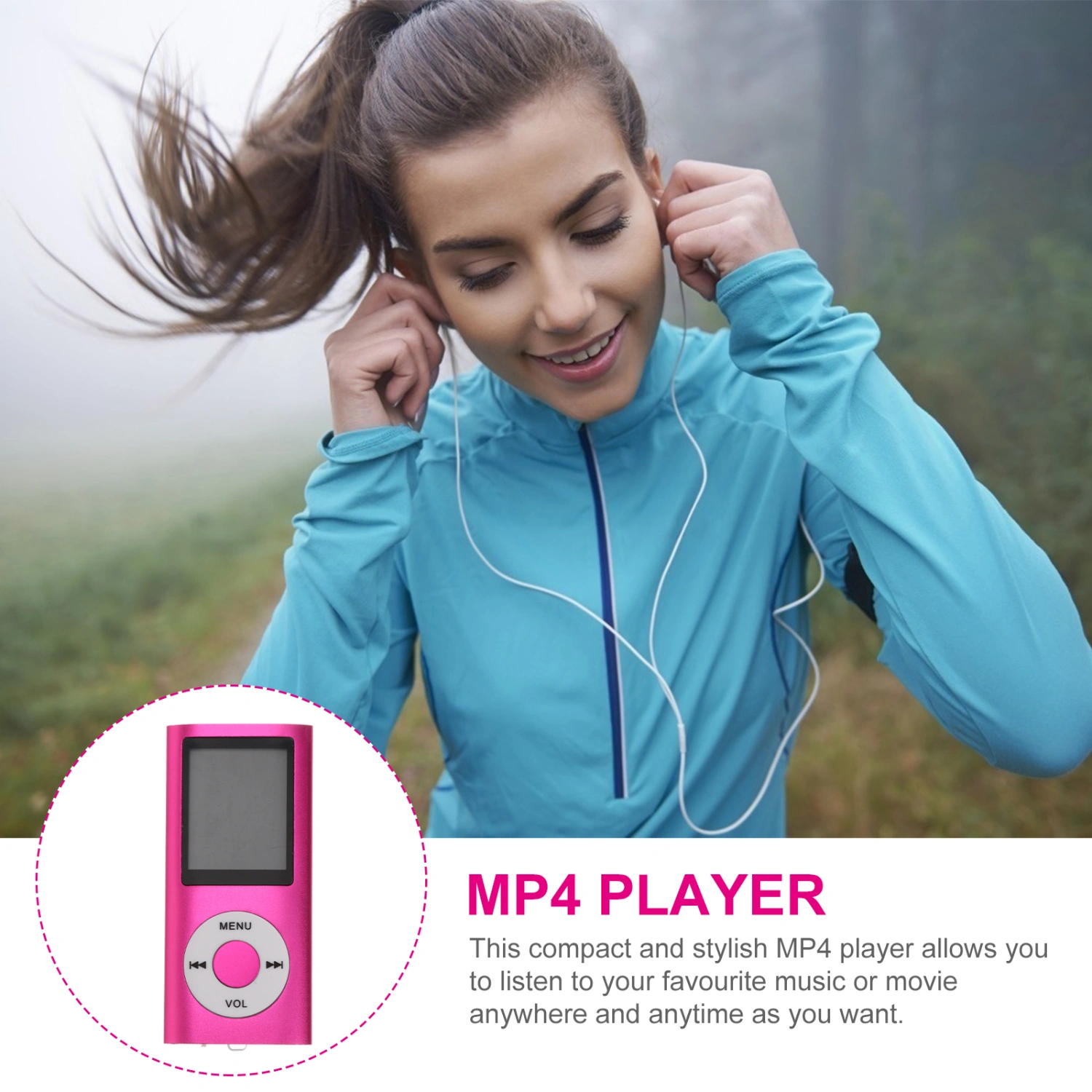 MP3/MP4 Player Compact Digital Music Video Player Photo Viewer Video and Voice Recorder with Mini USB Port 1.8 Inch Screen (Pink)