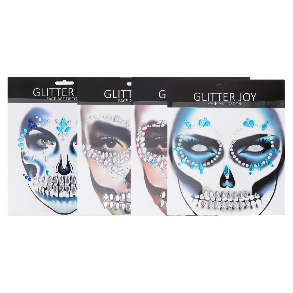 4 Sheets Crystal Face Sticker Acrylic Crystal Sticker Eyes Glitter Jewelry