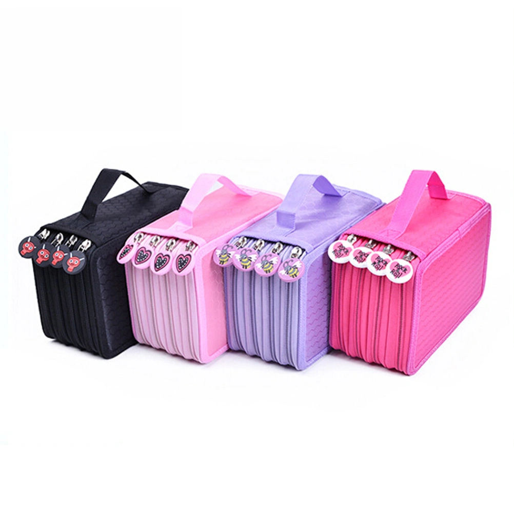 Colored Pencil Case with Compartments 72 Slots Handy Pencil Bags Large for Watercolor Pencils Gel Pens and Ordinary Pencils (Black)