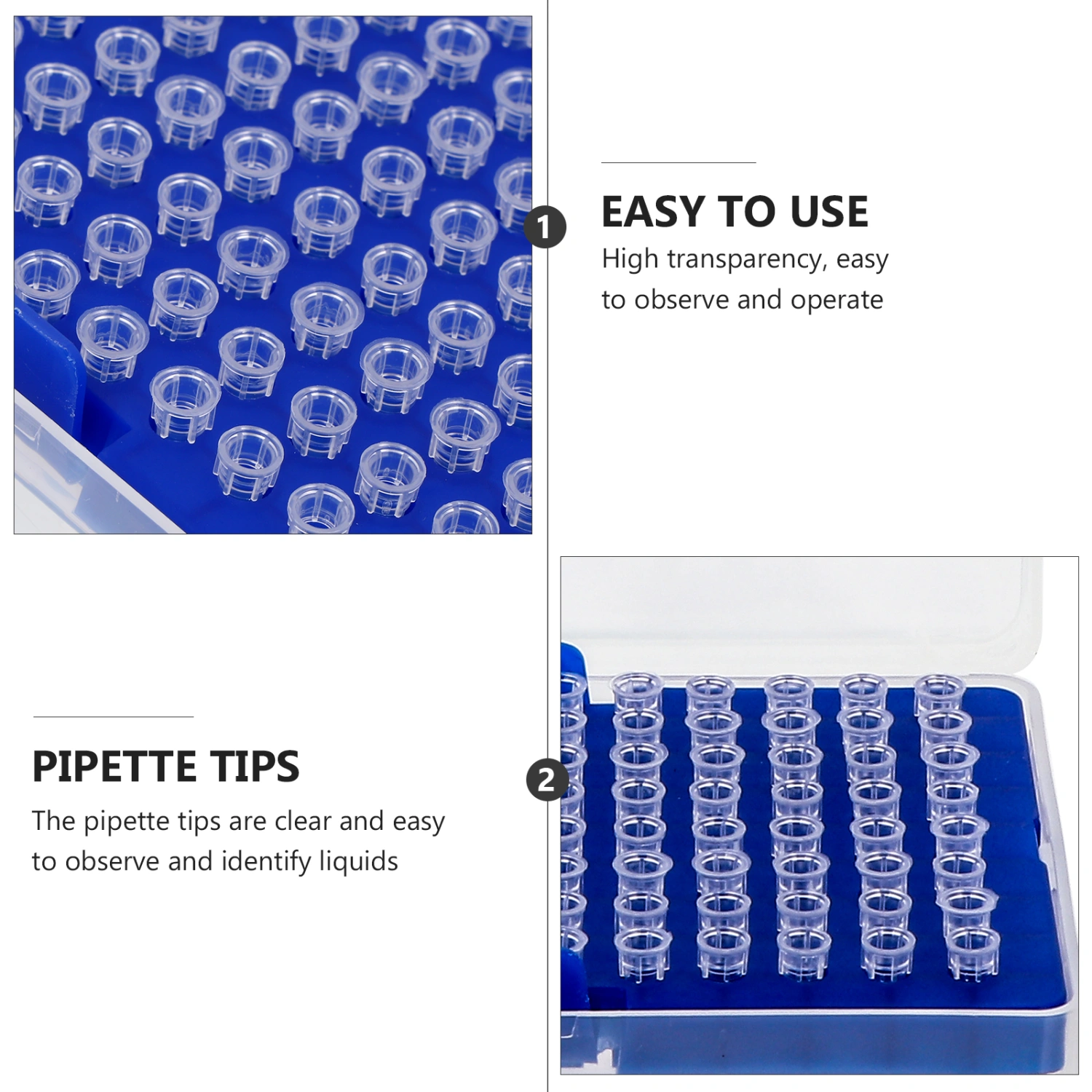 96Pcs Disposable Filter Pipette Tips Plastic Lengthened Pipette Tips (10ul)