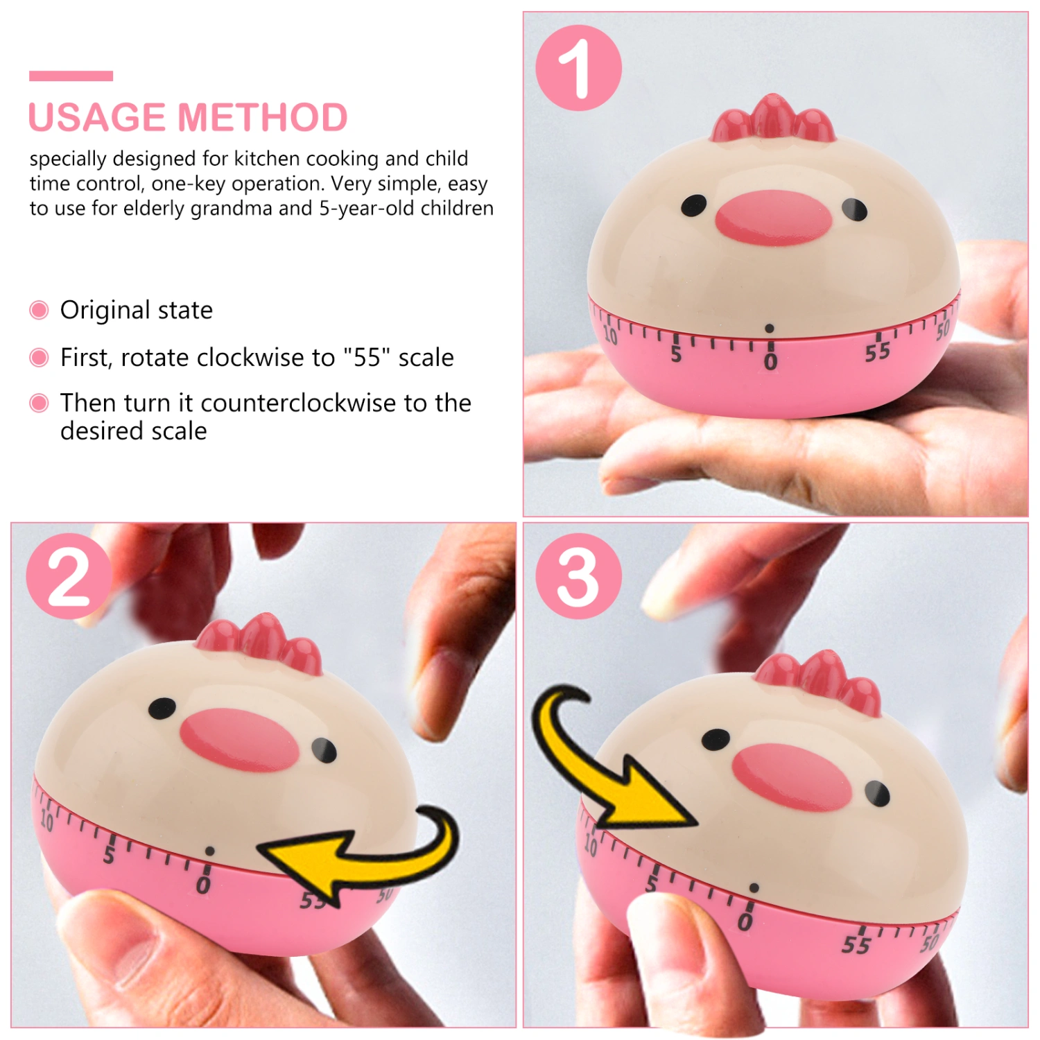 1Pc Mechanical Timer Kitchen Timer Lovely Time Reminder Time Management Tool