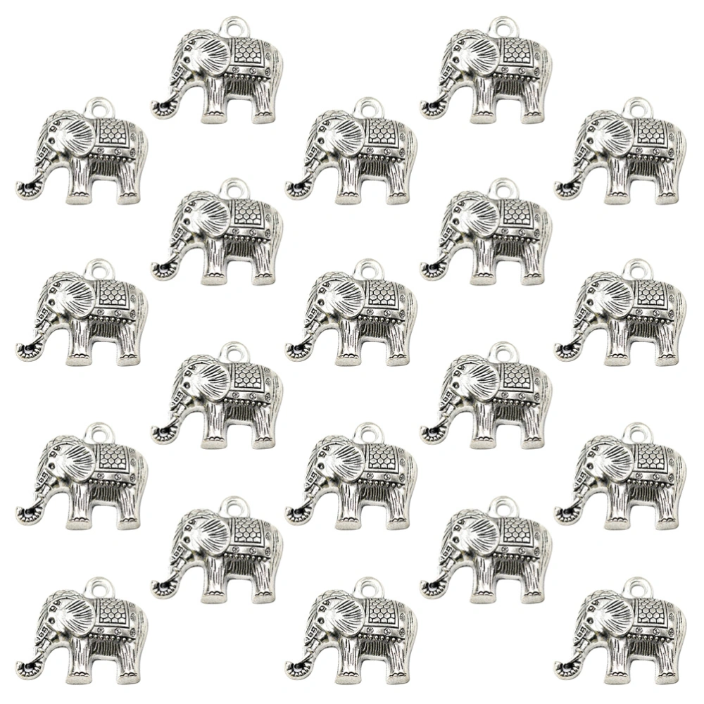 20pcs Elephant Necklace Pendants Alloy Charms Jewelry Making Accessory for DIY Crafts (Antique Silver)