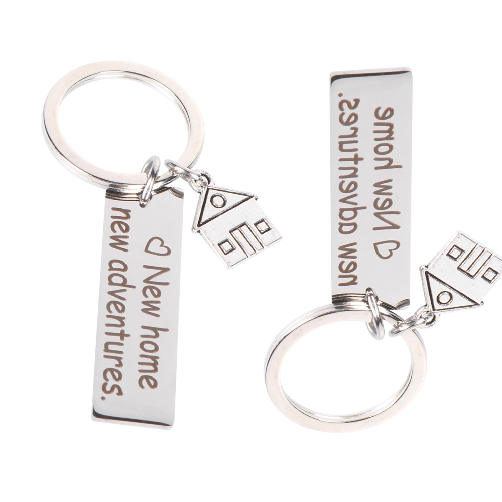 2Pcs Stainless Steel Keychains Delicate Unique Key Rings Bag Hanging Ornaments New Home Housewarming Gifts