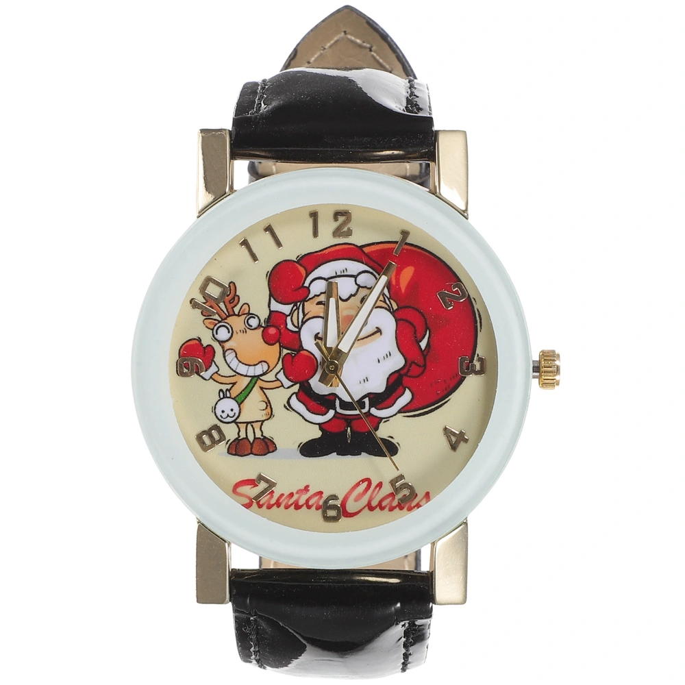 Christmas Watch Quartz Watch Leather Watchband Cartoon Watch (Random Color)