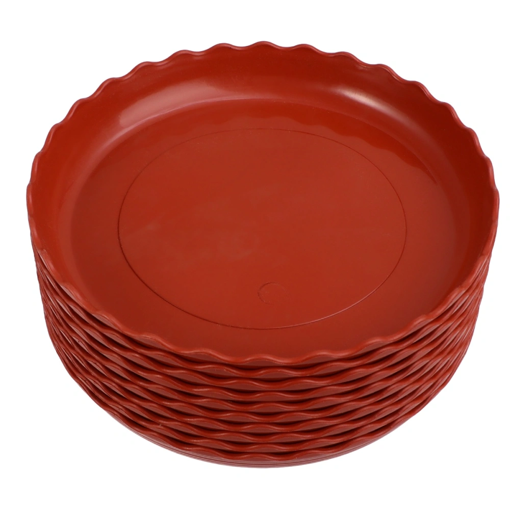 10PCS Plastic Plant Pot Saucer Lotus Leaf Shape Flowerpot Drip Tray for Garden Balcony (Red)