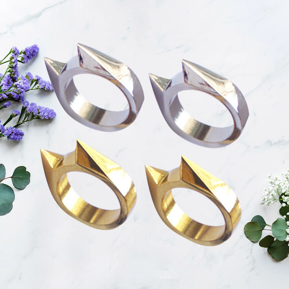 4PCS Cat Ear Rings Self Defense Rings Window Breaker for Women Men Outdoor (Random Color)