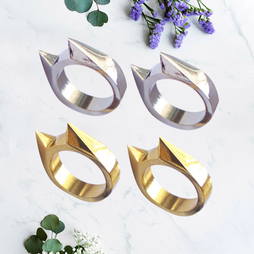 4PCS Cat Ear Rings Self Defense Rings Window Breaker for Women Men Outdoor (Random Color)