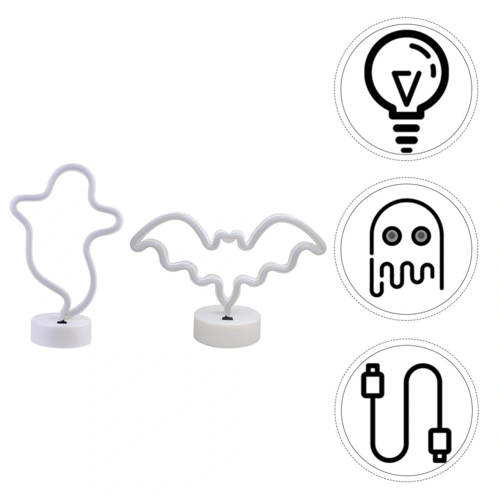 2Pcs Plastic Bedside Lamp Luminous LED Night Light without Battery (White)