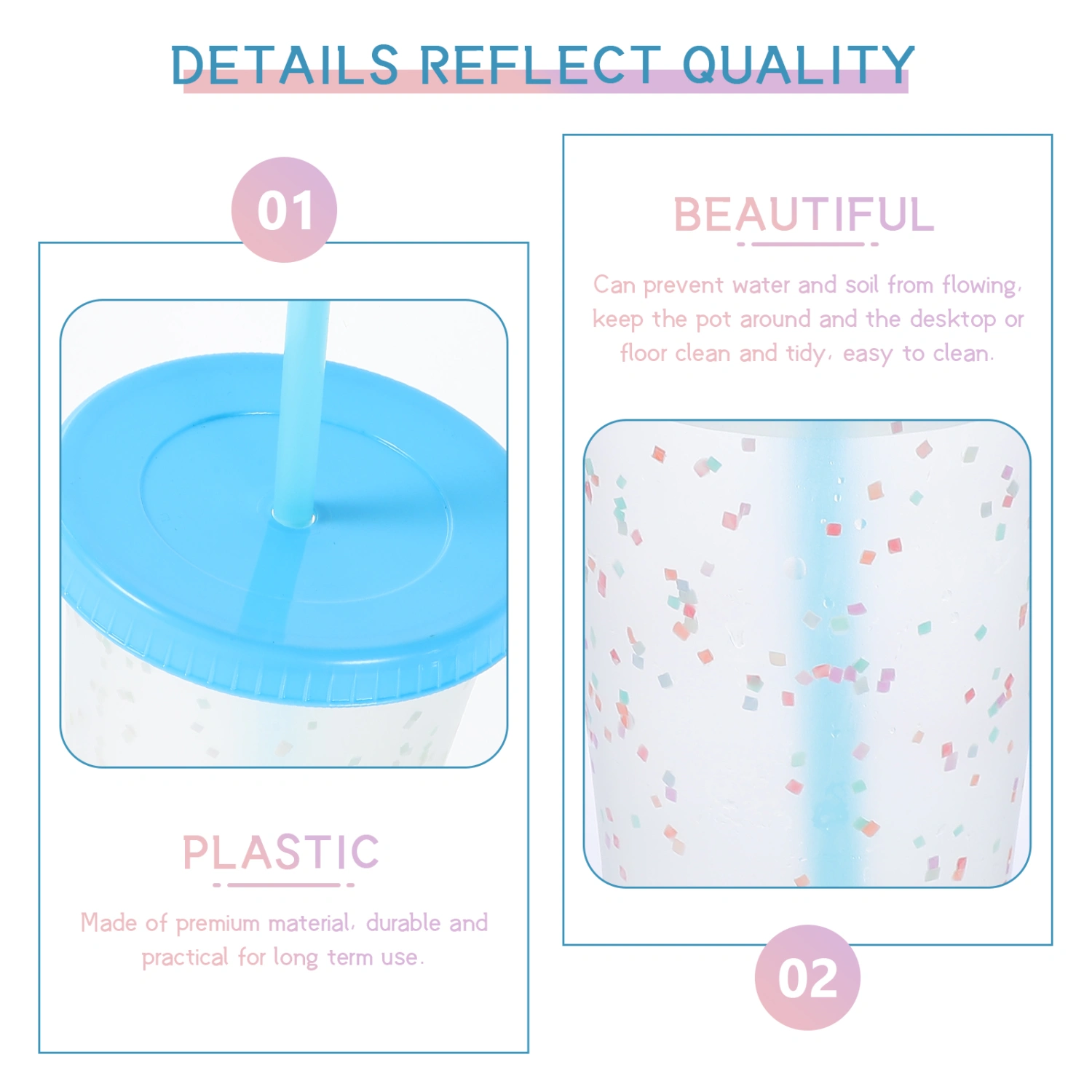 1 Pc Straw Cups Sippy Cups Water Drinking Cups Heat Discoloration Cups