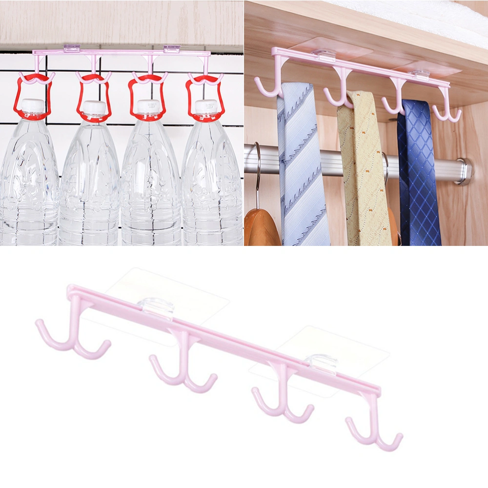 Kitchen Strong Traceless Pink Nail Free Hook Multi-function Wardrobe Cabinet Storage Rack