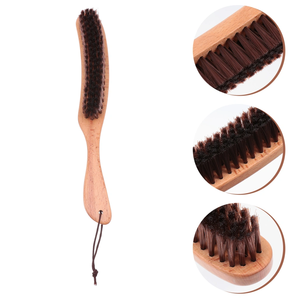 1Pc Wood Handle Beard Brush Mustache Brush Professional Barber Brush Brown