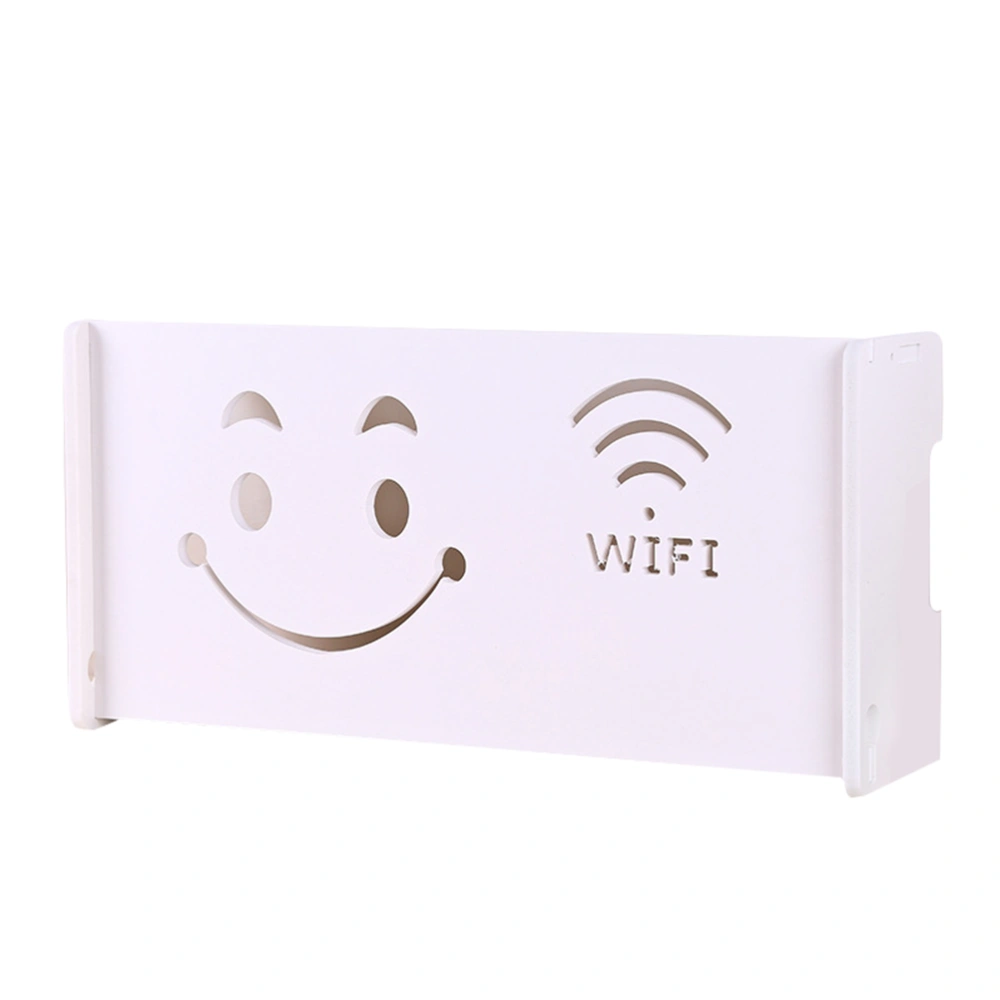 Router Modem Storage Box Container Wall Mounted Shelf Storage Rack with Thick Eyebrow Smiling Face and WIFI Pattern