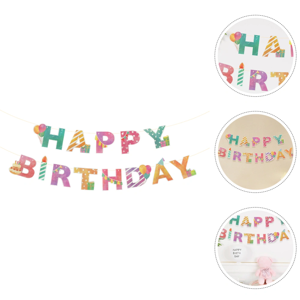 1 Set Birthday Themed Banner Party Hanging Banner Hanging Colorful Birthday Decor Photo Props