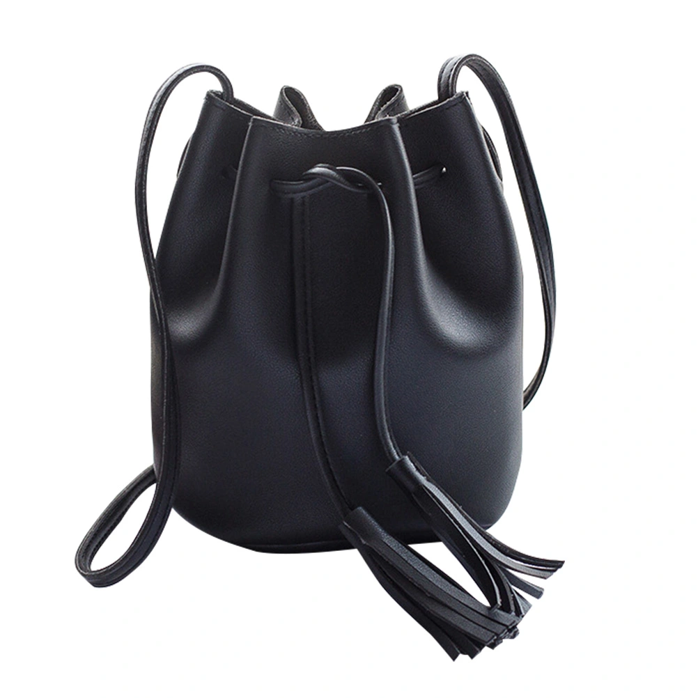 Girls Bunch Mouth Bucket Bag Tassel Coin Purse Mobile Phone Bag with Bucket Single Shoulder Messenger Bag
