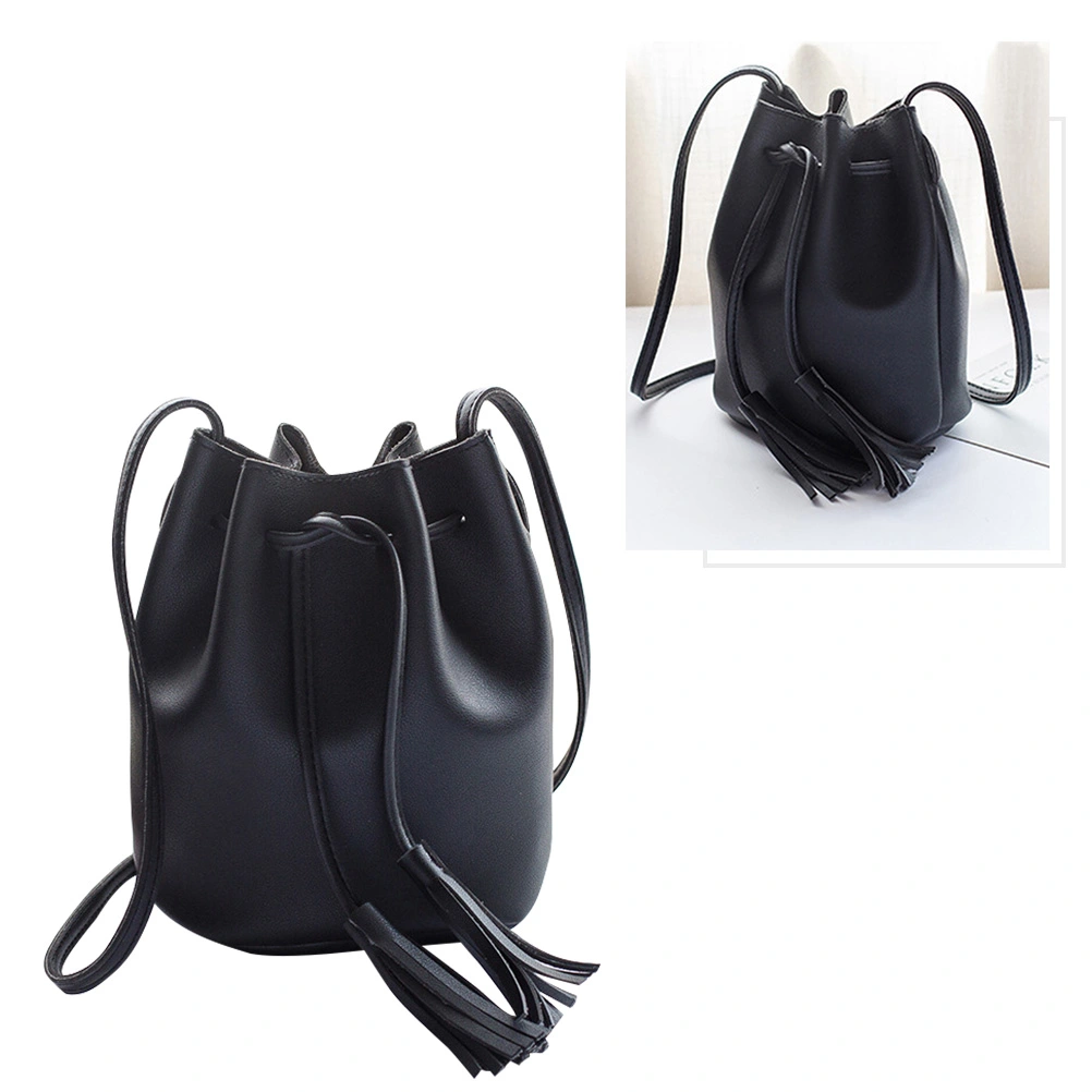 Girls Bunch Mouth Bucket Bag Tassel Coin Purse Mobile Phone Bag with Bucket Single Shoulder Messenger Bag