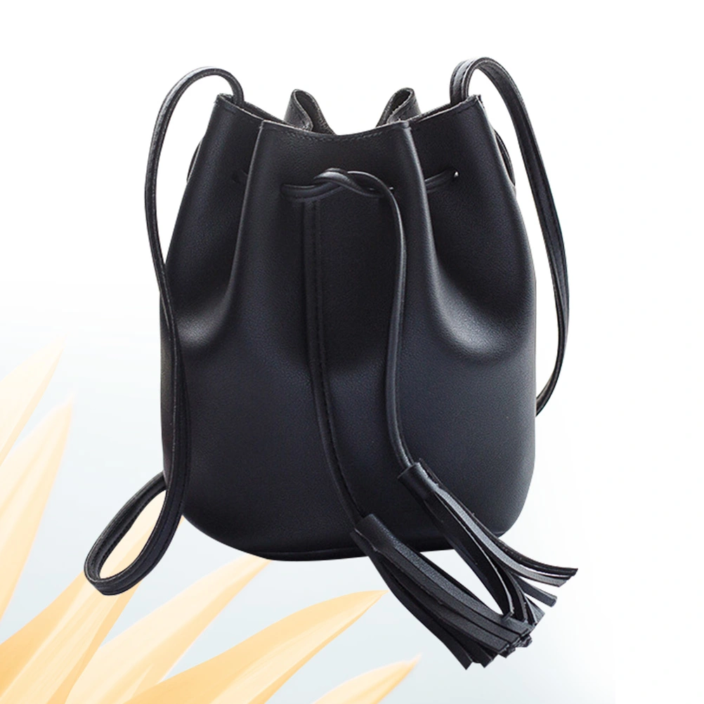 Girls Bunch Mouth Bucket Bag Tassel Coin Purse Mobile Phone Bag with Bucket Single Shoulder Messenger Bag