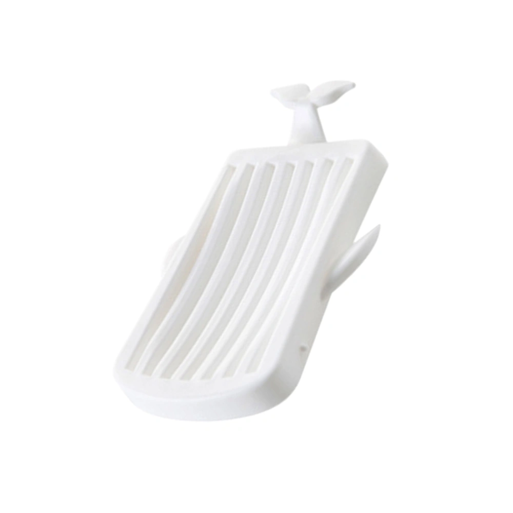 1PC Creative Whale Shape Soap Dish Tray with Drain Plastic Soap Box Holder for Shower Bathroom Kitchen (White)