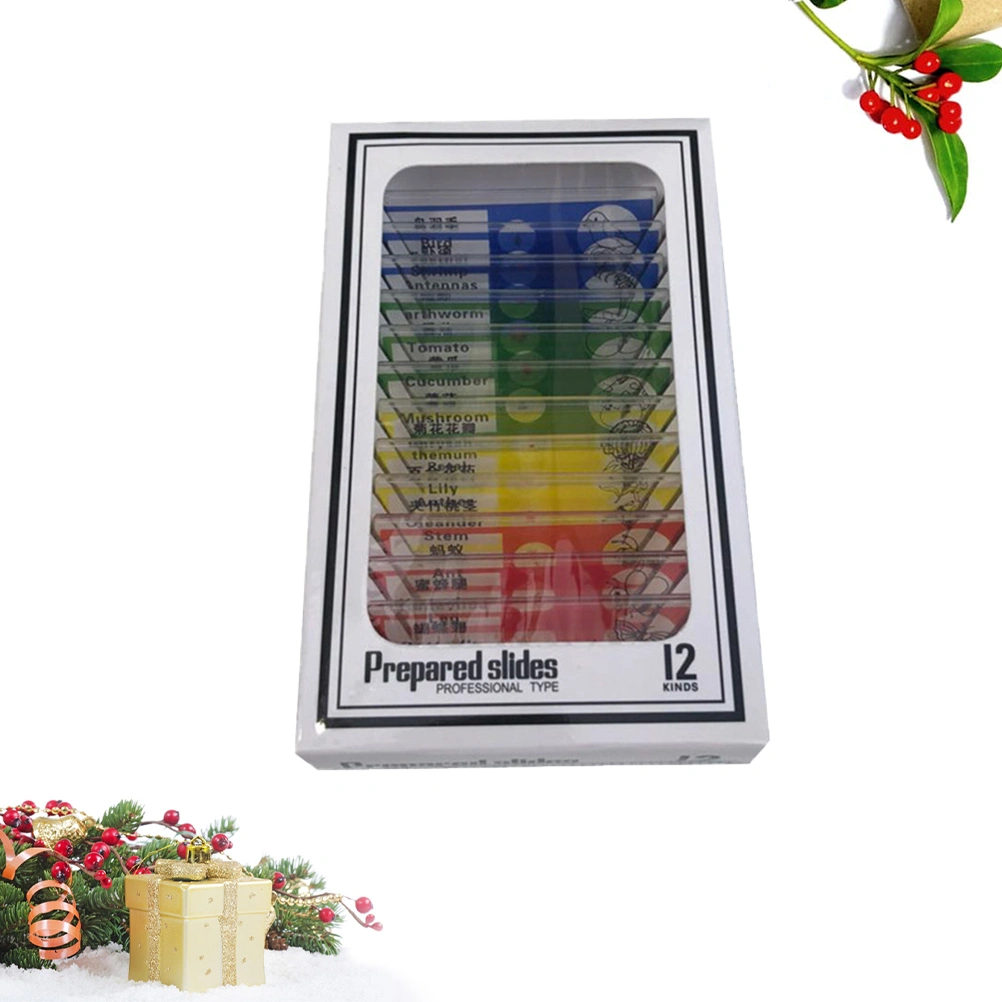 12PCS Microscopic Specimens Slide Eco-friendly Safe Teaching Supplies for Stereo Kids Science Educational (Random Color)