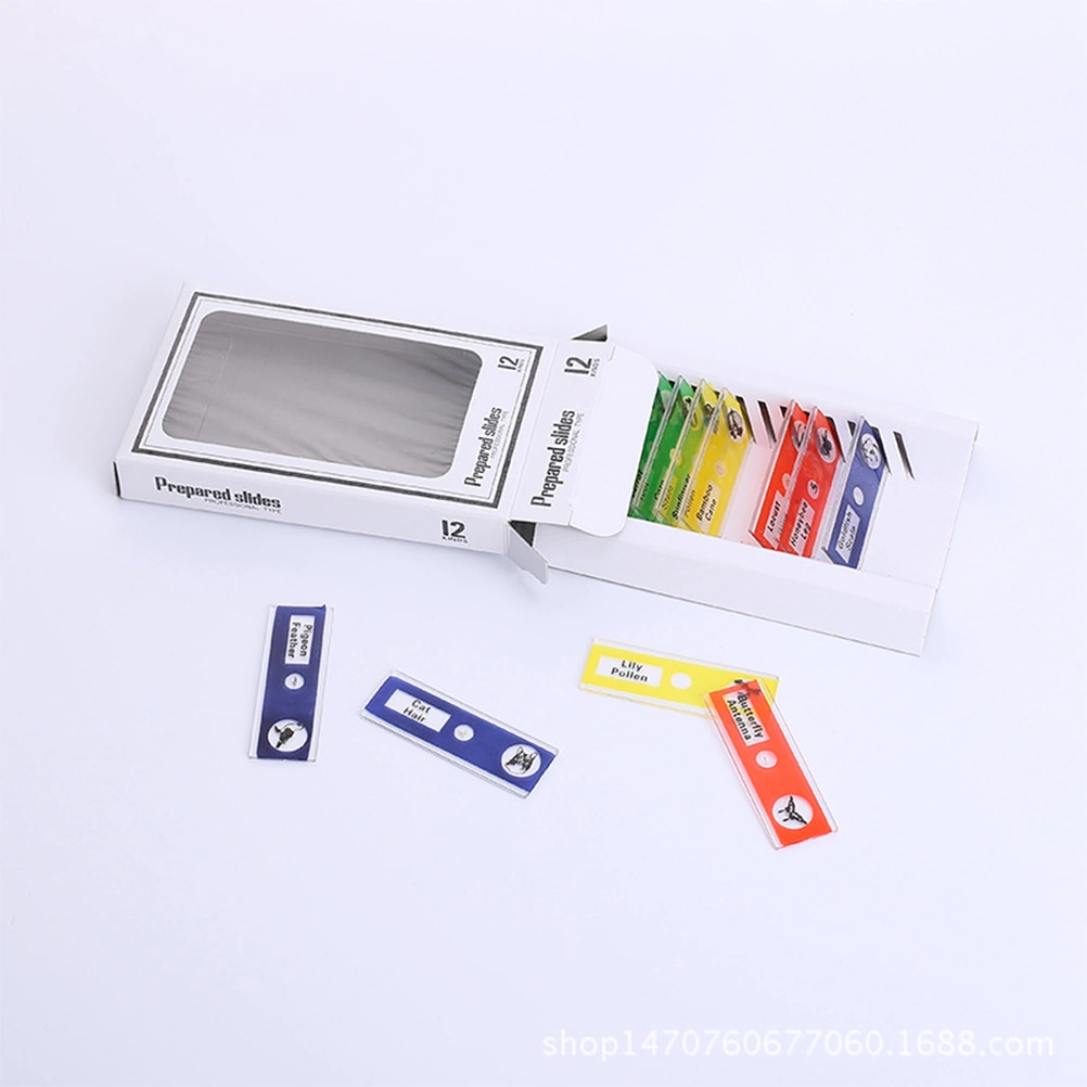 12PCS Microscopic Specimens Slide Eco-friendly Safe Teaching Supplies for Stereo Kids Science Educational (Random Color)
