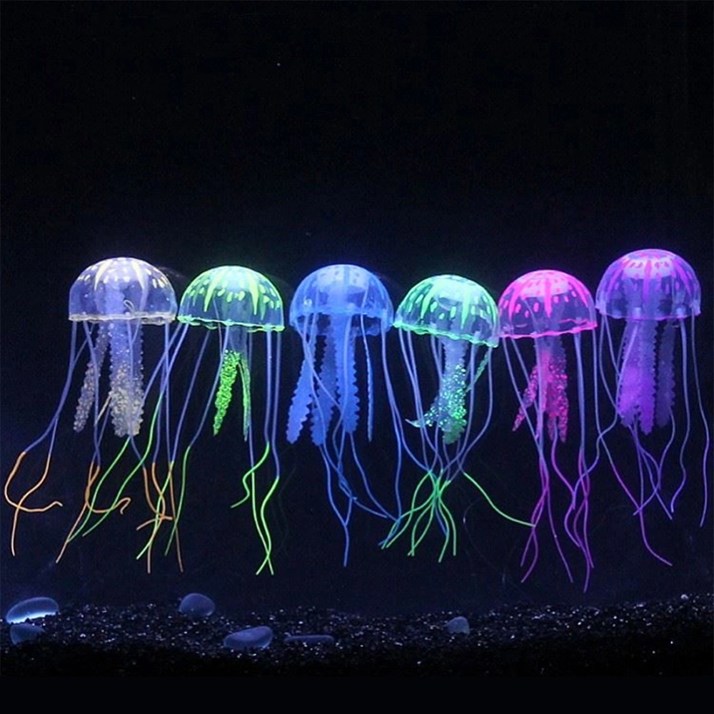 Luminous Glowing Effect Artificial Acaleph Sea Animal for Fish Tank Decorative Aquarium Ornament Dia 8CM