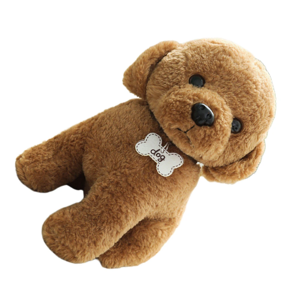 1pc Adorable Teddy Dog Doll Stuffed Sofa Decoration Short Plush Toy Festival Gift for Kids Girls Brown 22cm