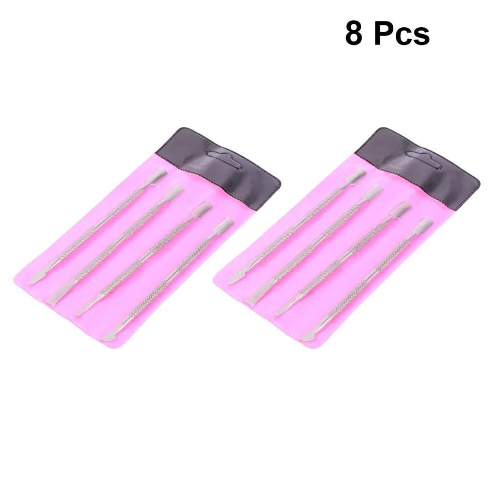 8pcs Professional Push Sticks Nail Cuticle Remover Dead Skin Scraper Manicure Supplies for Home Shop Salon