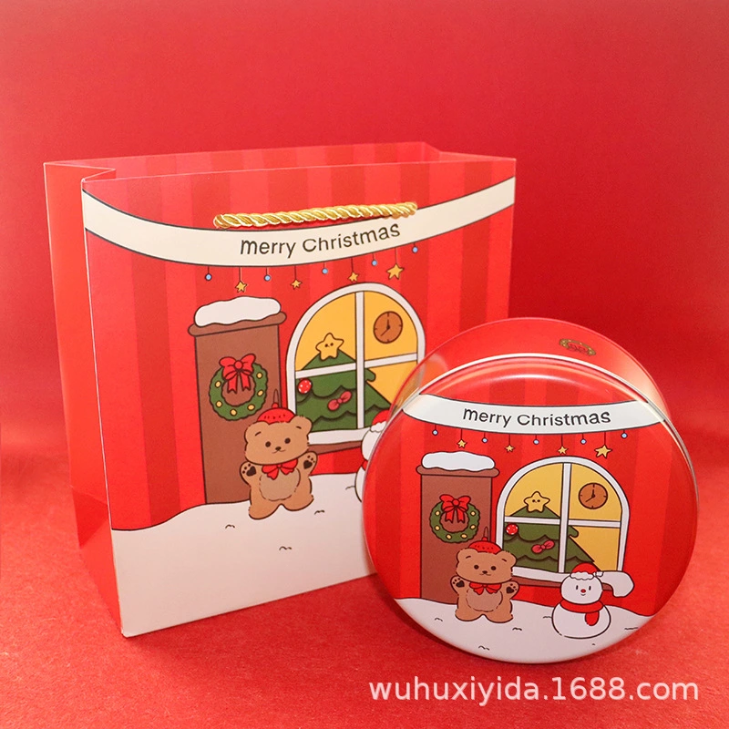 Christmas Cookie Tin Festive Cookie Packing Box Holiday Gift Candy Storage Box