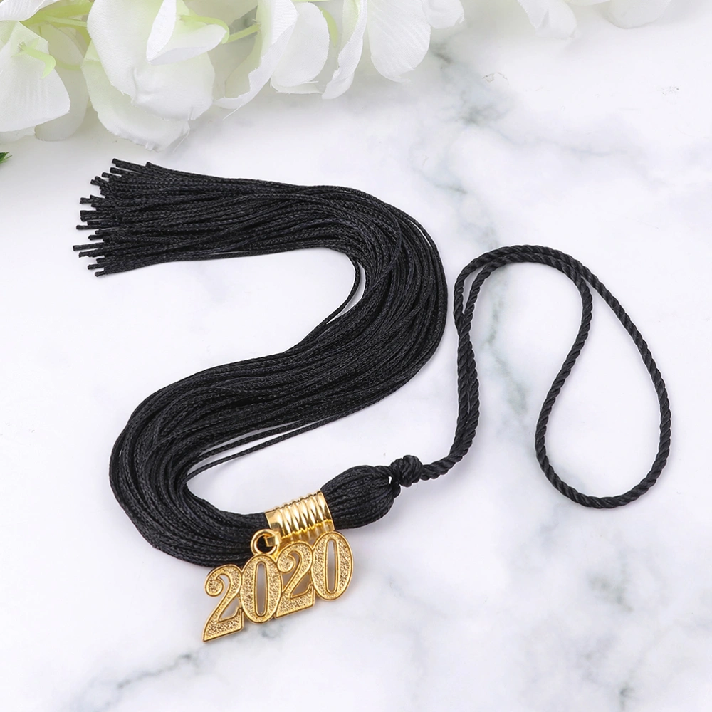 4pcs 2020 Academic Graduation Hat Tassel Graduation Season Doctor Tassel Honor Decorative Tassel (Black)