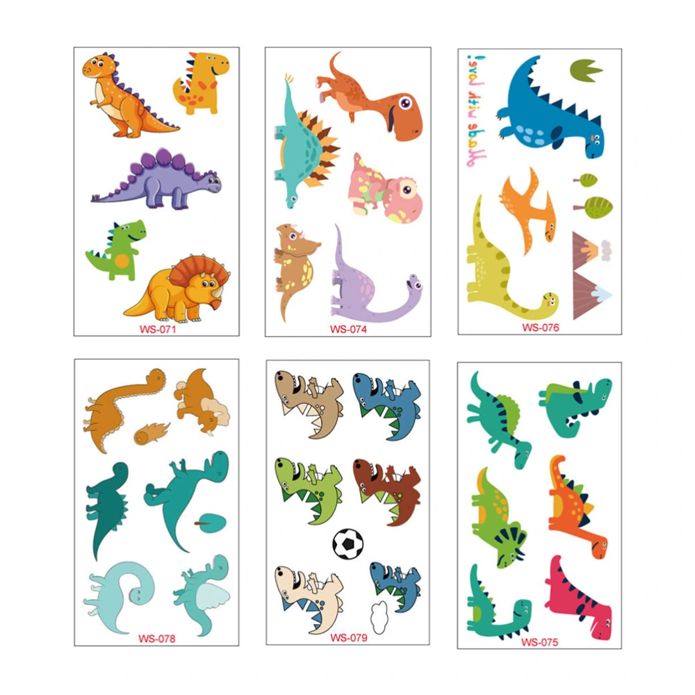 20 Sheets Dinosaur Design Temporary Tattoos Waterproof Stickers Environmentally Friendly Self-adhesive Decals Decor for Children (Random Pattern)