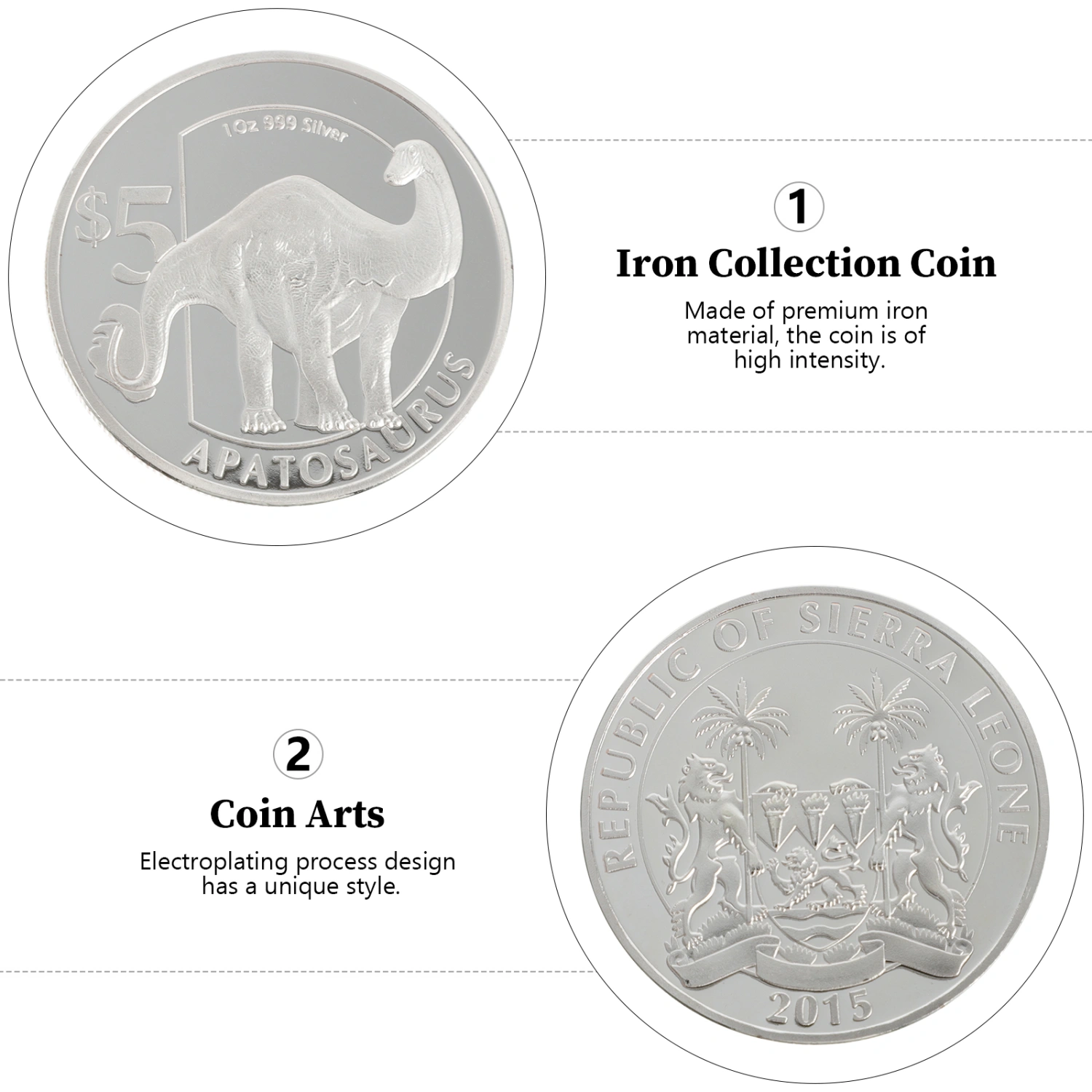 2pcs Embossed Dinosaur Commemorative Coins Animal Design Coins Collection Coin