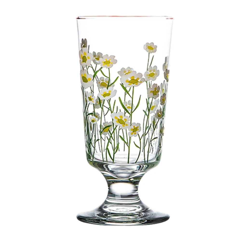 1pc Retro Beverage Cups Daisy Glass Stemware Pastoral Style Milk Cup (200-300ml)