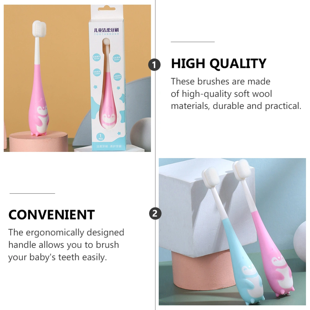 2Pcs Practical Kids Toothbrushes Protector Toothbrushes Fur Tooth Brushes