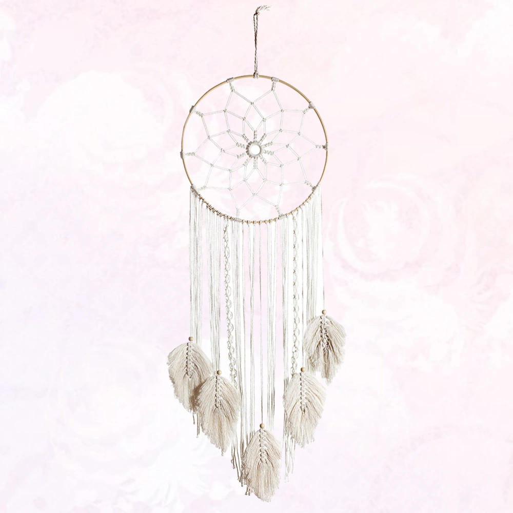 Chic Dreamcatcher Tapestry Decor Funny Photo Props Tassel Wall Hanging Adornment Wall Decor for Home Indoor (White)