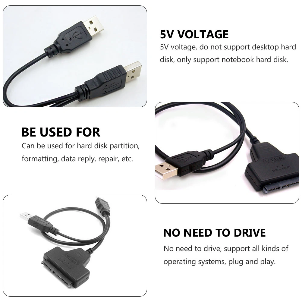 2PCS USB to SATA Data Line USB 2.0 Easy Drive Cable Hard Disk Cable Accessory