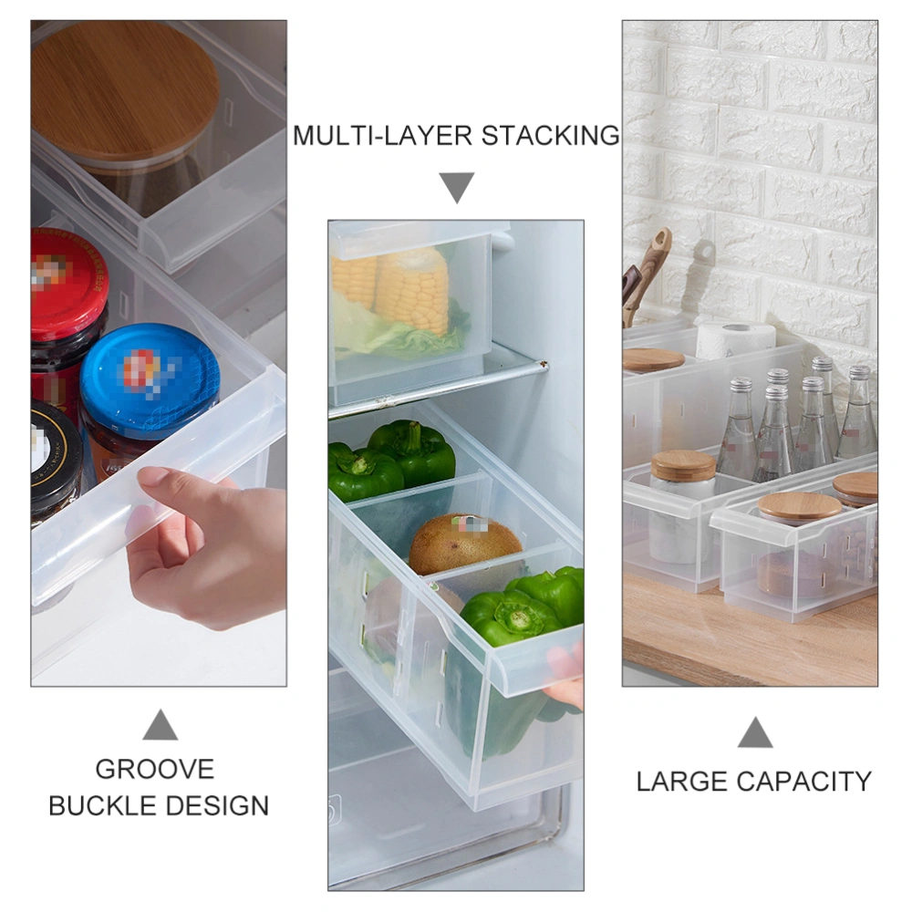 3PCS Fridge Storage Box Kitchen Storage Container Stackable Compartment Case