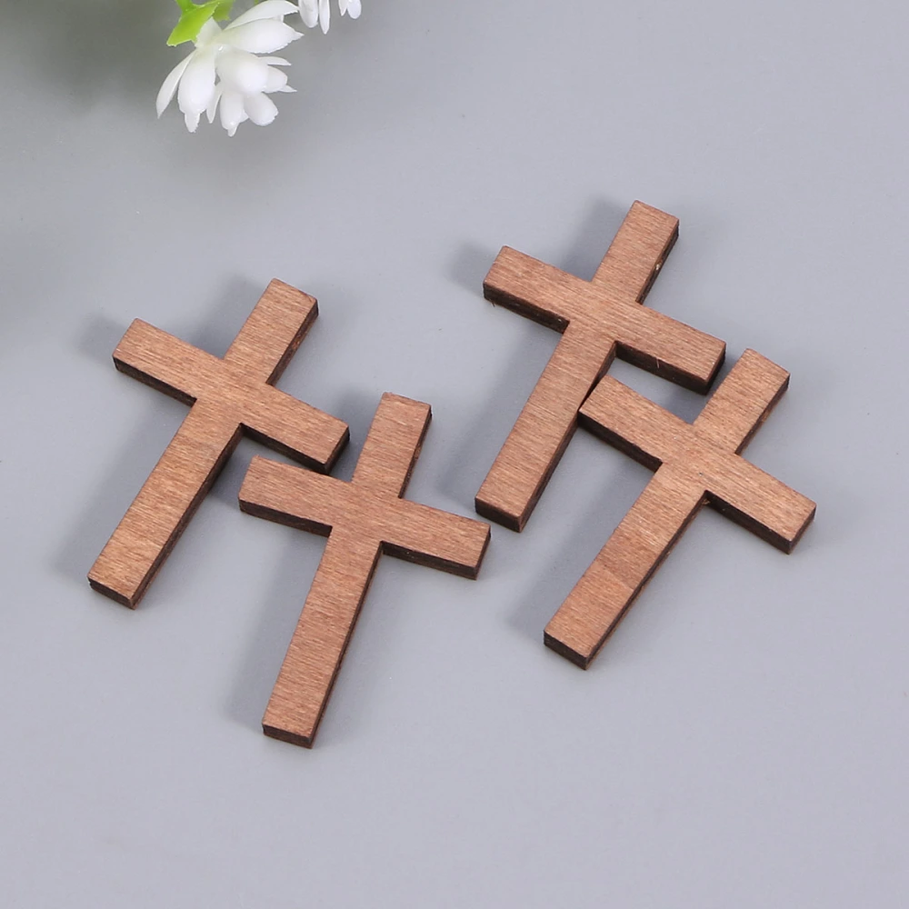 70pcs Wooden Cross Pendant Necklace Ethnic Women Punk Long Necklace Pendant Fashion Jewelry Necklace Making (Brown)