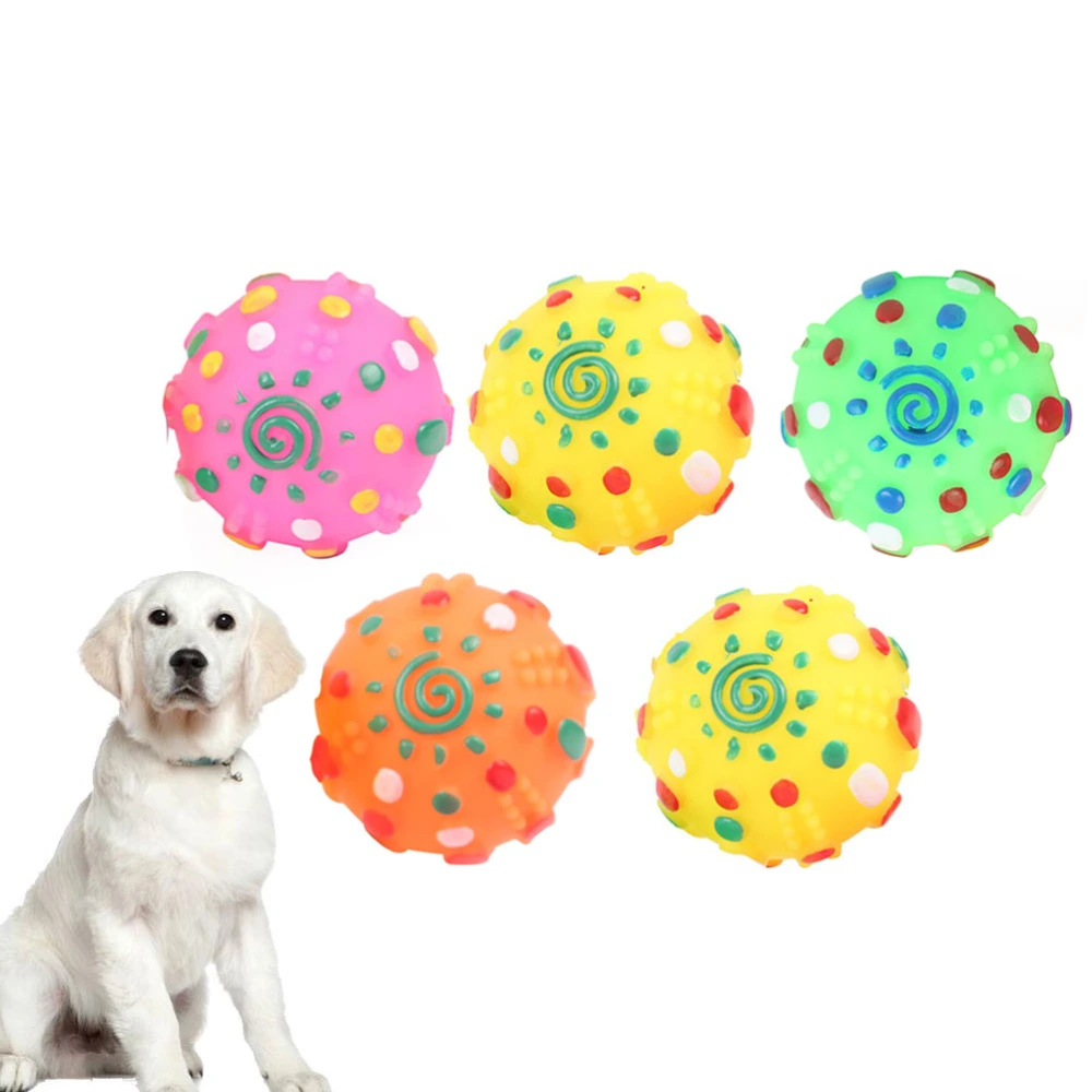 5pcs Dog Sound Toy Funny Playing Toy Creative Pet Ball Toy Bite Resistance Ball (Random Color)