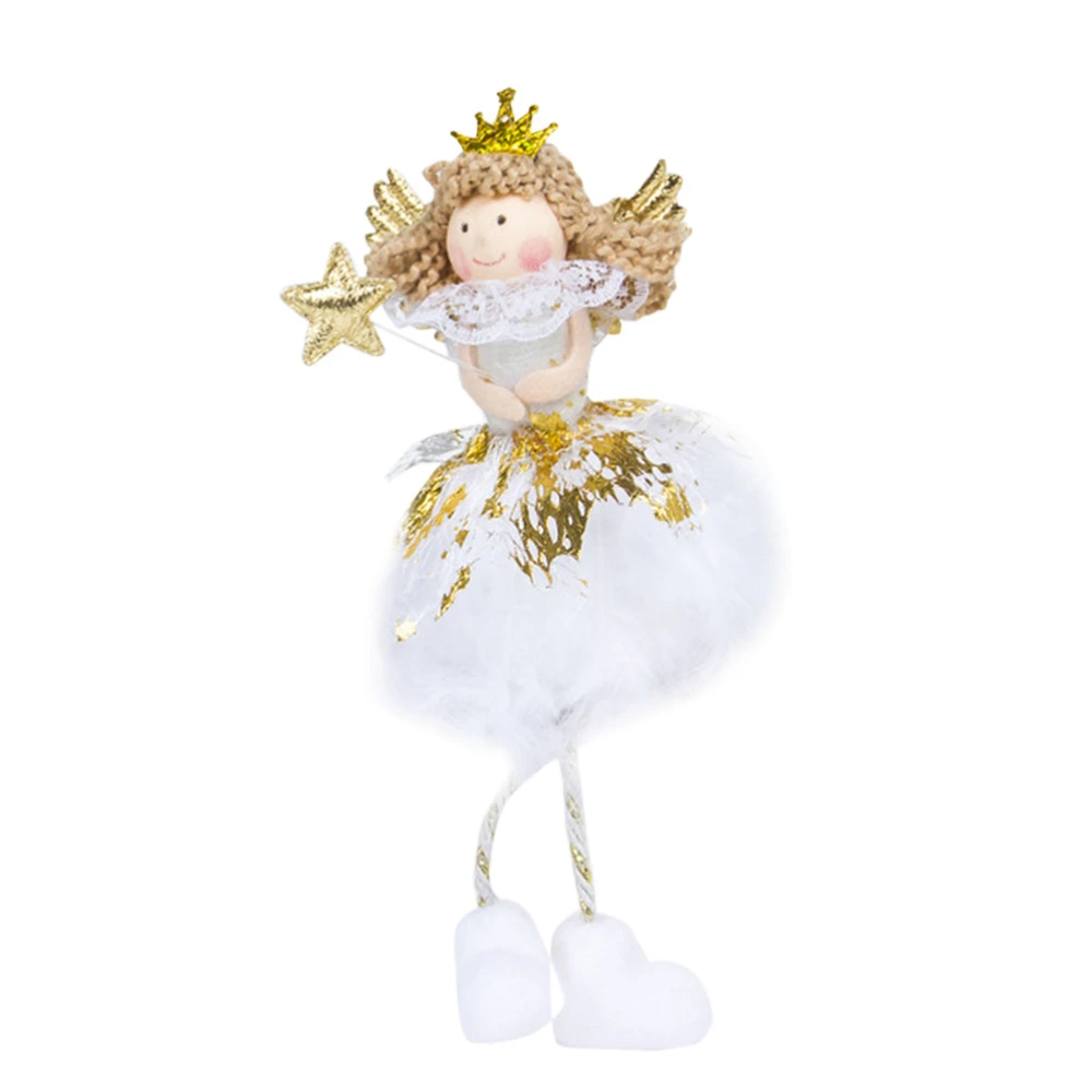 Christmas Decoration Sitting Angel Doll Desktop Decoration Pendant Christmas Tree Ornaments (White)