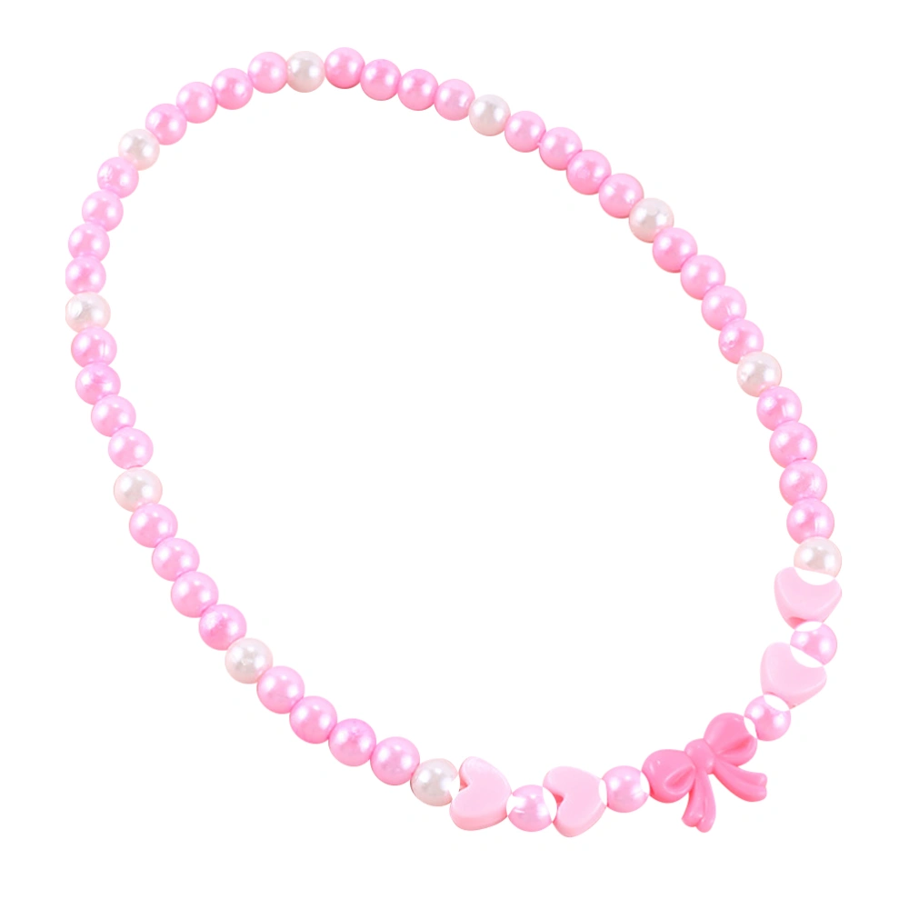 Girls Pearls Simulated Necklace Bowknot Pearl Necklace for Kids Jewelry