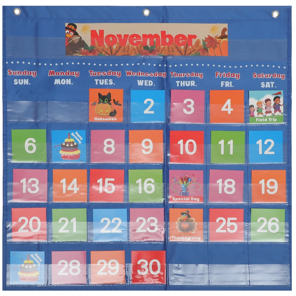 1 Set Portable Wall Hanging Calendar Preschool Learning Toys Classroom Calendar