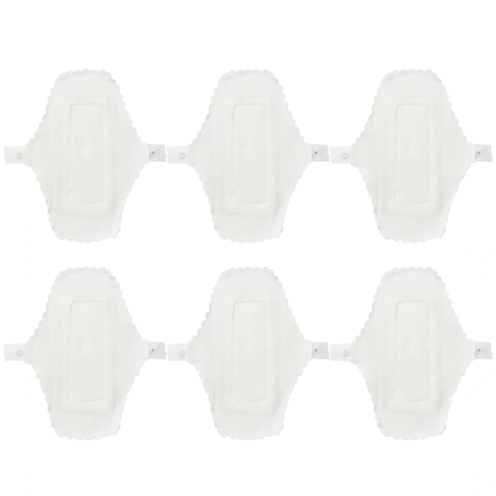 6pcs in 1 Suit Waterproof Cloth Sanitary Pads Washable Underpants Lining Reusable for 2-3 Times 180mm(White)