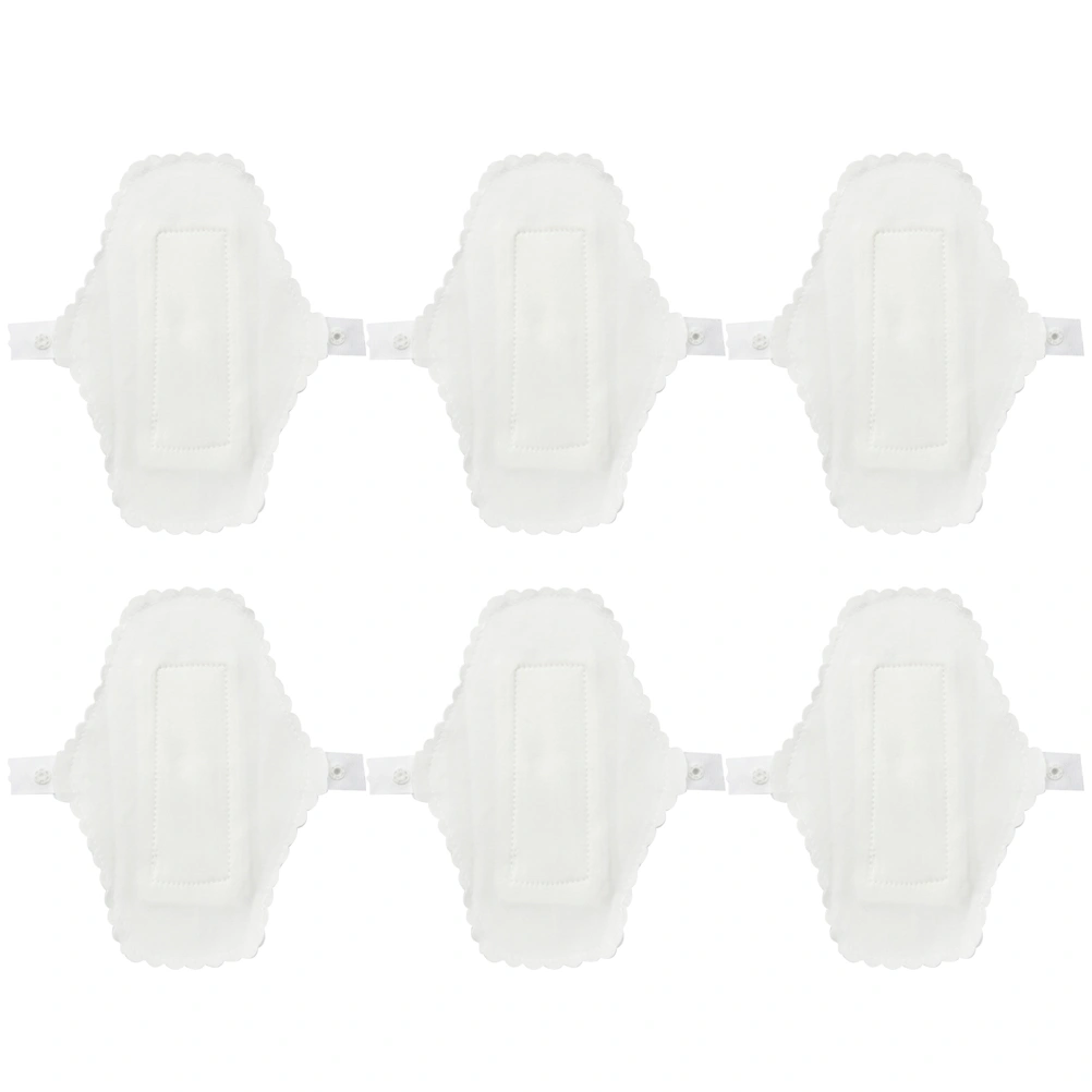 6pcs in 1 Suit Waterproof Cloth Sanitary Pads Washable Underpants Lining Reusable for 2-3 Times 180mm(White)