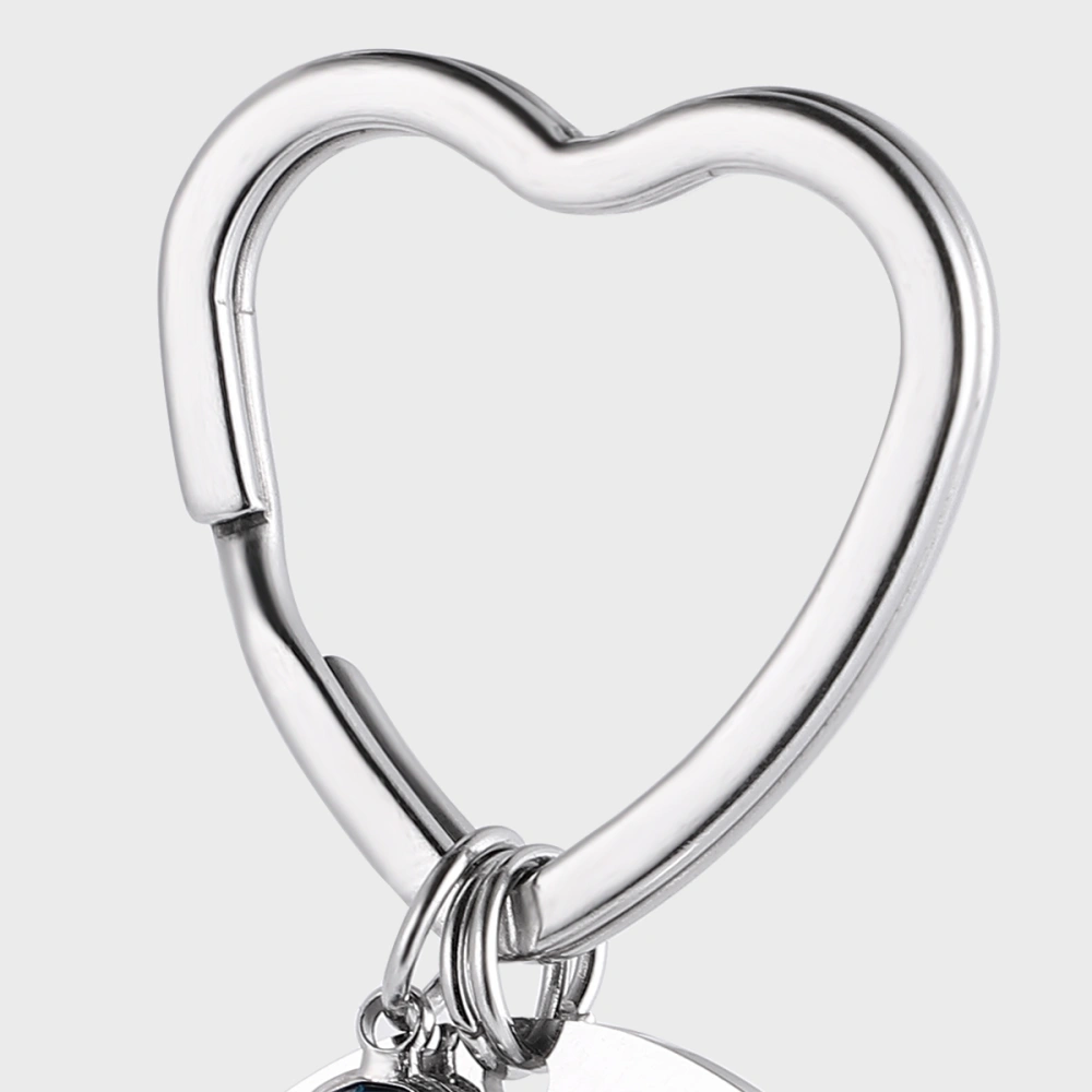 Loving Heart Key Ring Metal Funny Creative Daughter Carving Key Ring Car Key Chain for Girl (Silver)