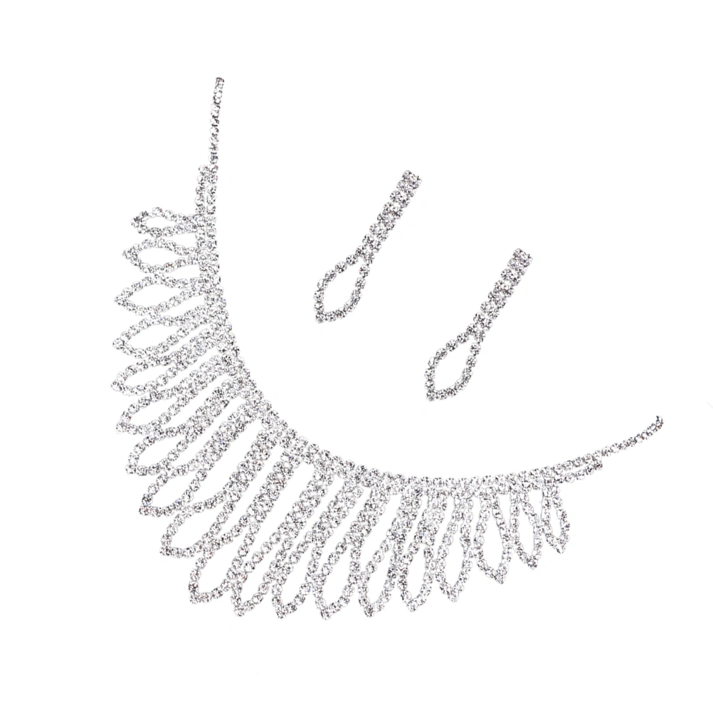 Bridal Jewelry Set Alloy Rhinestones Crystal Pendants Earrings Wedding Dress Accessories