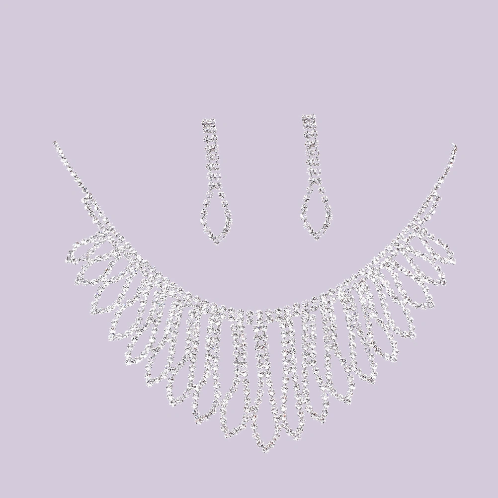 Bridal Jewelry Set Alloy Rhinestones Crystal Pendants Earrings Wedding Dress Accessories